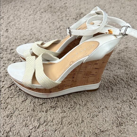 Calvin Klein Cream Wedge Sandals - Picture 2 of 6